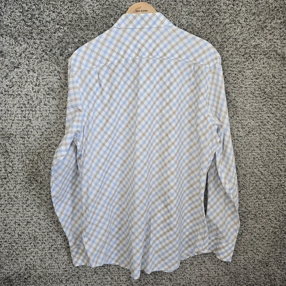 Banana Republic Shirt Mens‎ Large 16-16.5 Blue Plaid Button Up Slim Fit Casual